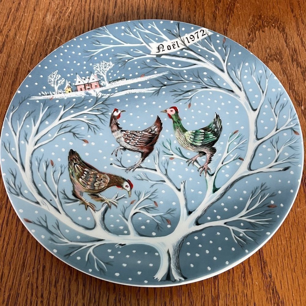 Haviland Limoges France Collectible Vintage Plate 1972 
Three French Hens